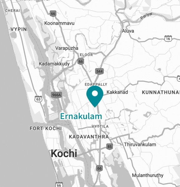 The Indian location of IDS Ernakulam is marked on the map.